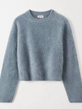 New Brushed Crewneck Pigeon Blue - Soft Goat Cashmere Sweater - Size S